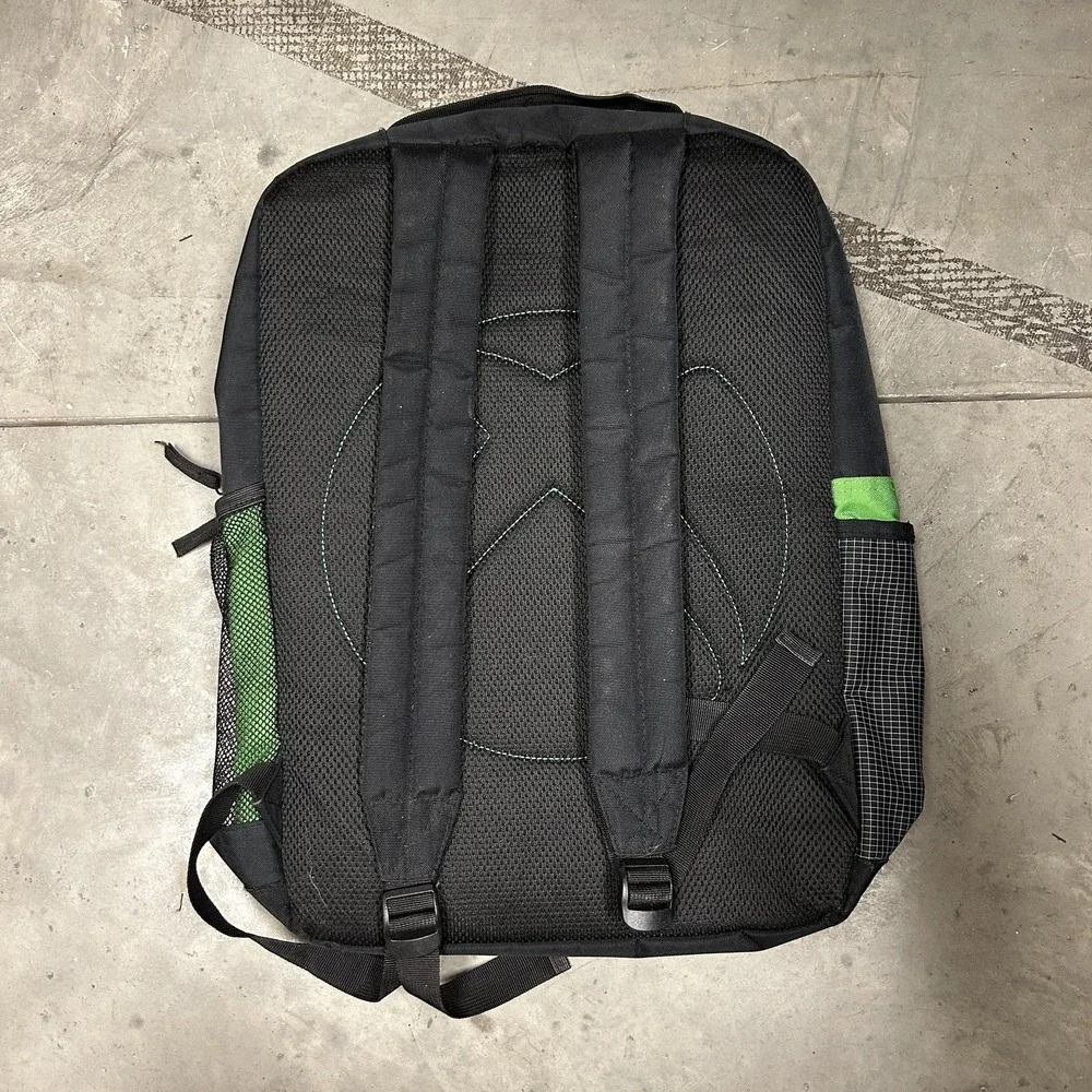Vintage Y2K Xbox Black Green Logo Padded Backpack School Gaming Laptop Bag